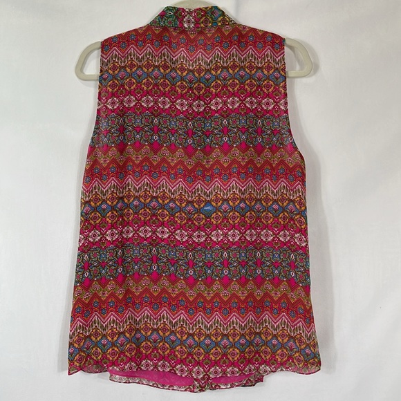 Diane Von Furstenberg Top Blouse Size 12 100% Silk Colorful Print EUC. - Picture 4 of 12
